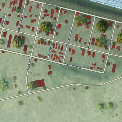 Close-up of the map of New Market, Pennsylvania print showing street and building detail