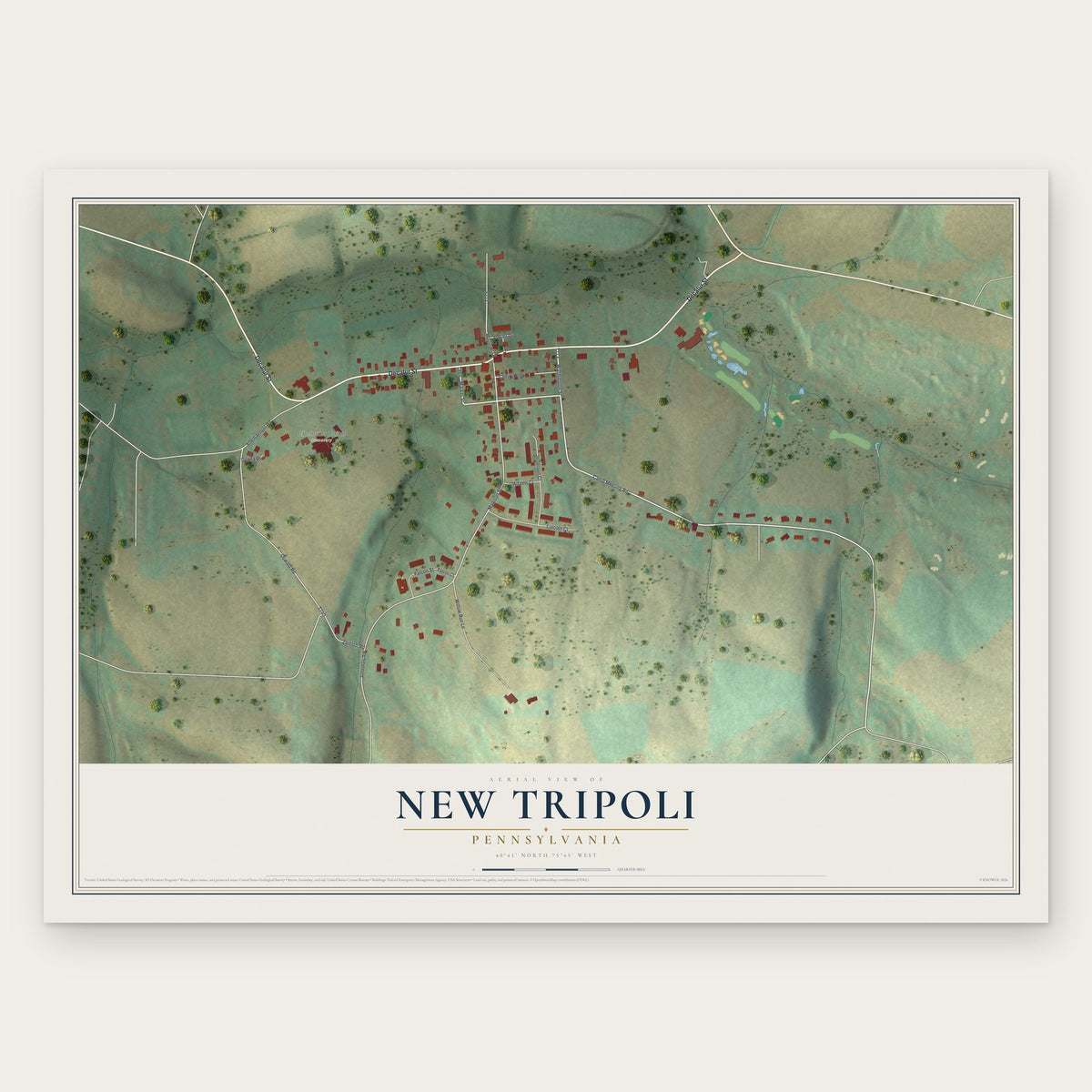 New Tripoli, Pennsylvania map print, the full design