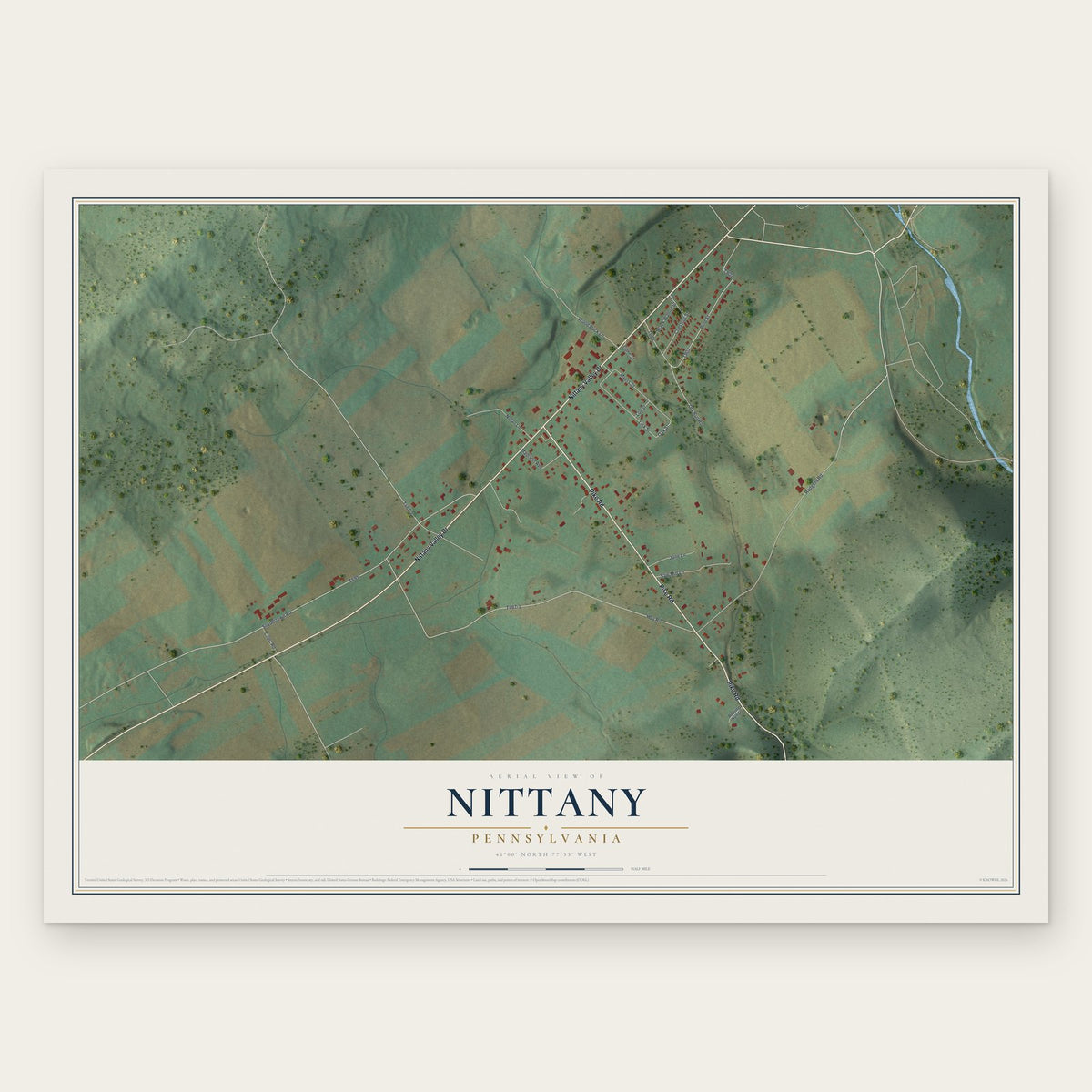 Nittany, Pennsylvania map print, the full design
