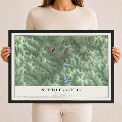 Map of North Franklin, Pennsylvania, 12 x 18 inch print in a black wood frame