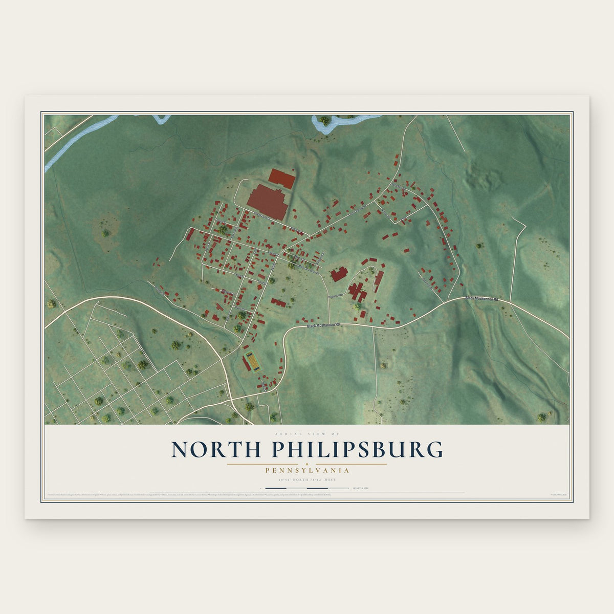 North Philipsburg, Pennsylvania map print, the full design