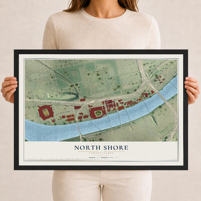 Map of North Shore, Pennsylvania, 12 x 18 inch print in a black wood frame