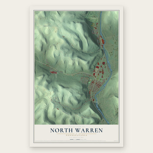 North Warren, Pennsylvania map print, the full design