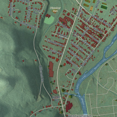 Close-up of the map of North Warren, Pennsylvania print showing street and building detail