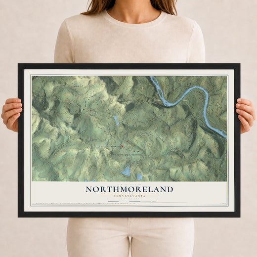Map of Northmoreland, Pennsylvania, 12 x 18 inch print in a black wood frame