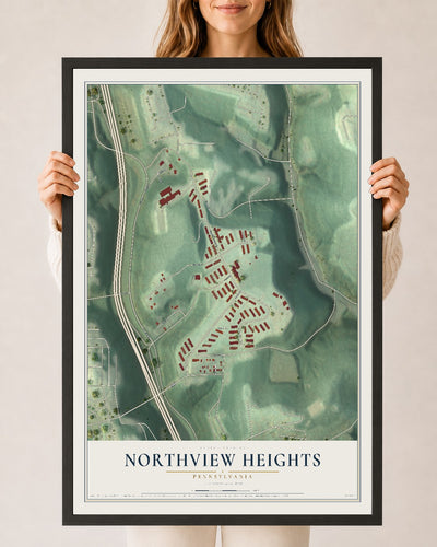 Map of Northview Heights, Pennsylvania, 24 x 36 inch print in a black wood frame