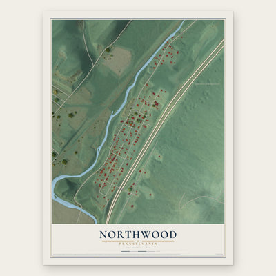 Northwood, Pennsylvania map print, the full design