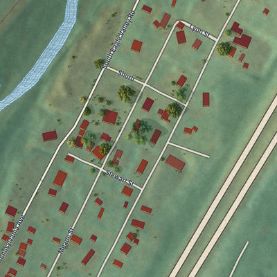 Close-up of the map of Northwood, Pennsylvania print showing street and building detail