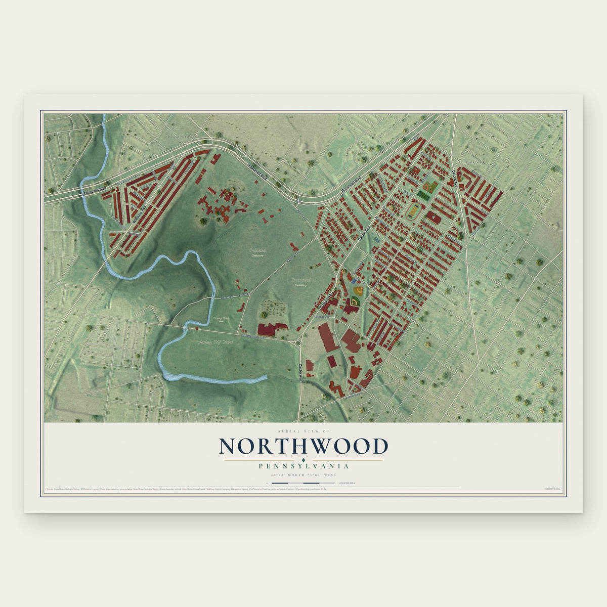 Northwood, Philadelphia, Pennsylvania map print, the full design
