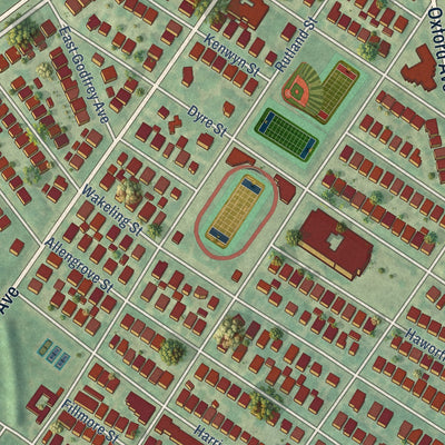 Close-up of the map of Northwood, Philadelphia, Pennsylvania print showing street and building detail