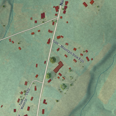 Close-up of the map of Numidia, Pennsylvania print showing street and building detail