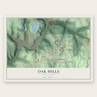 Oak Hills, Pennsylvania map print, the full design