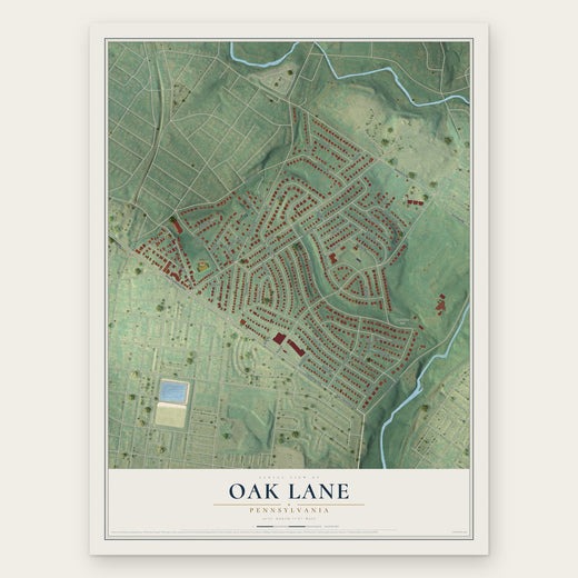 Oak Lane, Pennsylvania map print, the full design