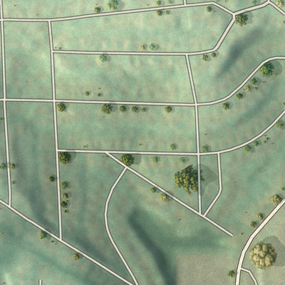 Second close-up of the map of Oakwood, Pennsylvania print showing more streets and buildings