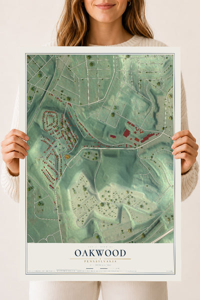 Map of Oakwood, Pennsylvania, 18 x 24 inch unframed archival matte print