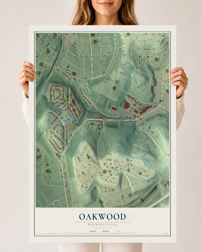 Map of Oakwood, Pennsylvania, 24 x 36 inch unframed archival matte print