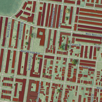 Close-up of the map of Olney, Pennsylvania print showing street and building detail