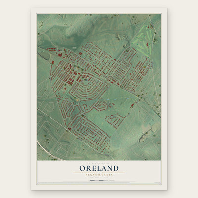 Oreland, Pennsylvania map print, the full design