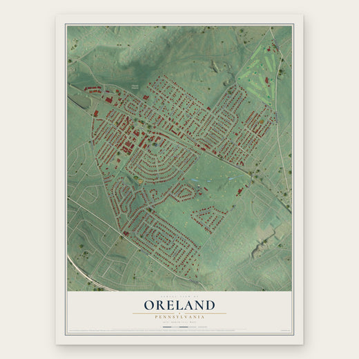 Oreland, Pennsylvania map print, the full design