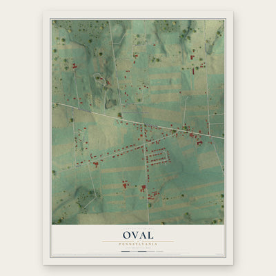 Oval, Pennsylvania map print, the full design