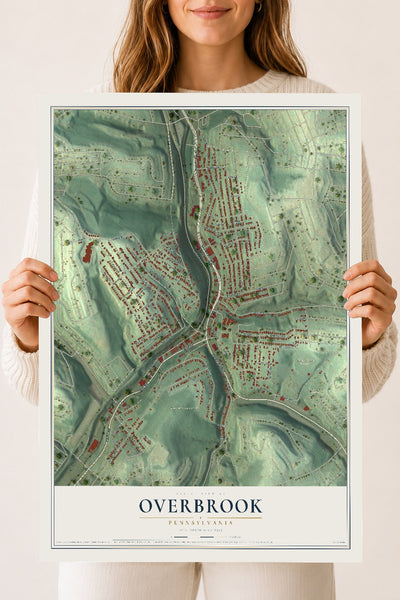 Map of Overbrook, Pennsylvania, 18 x 24 inch unframed archival matte print