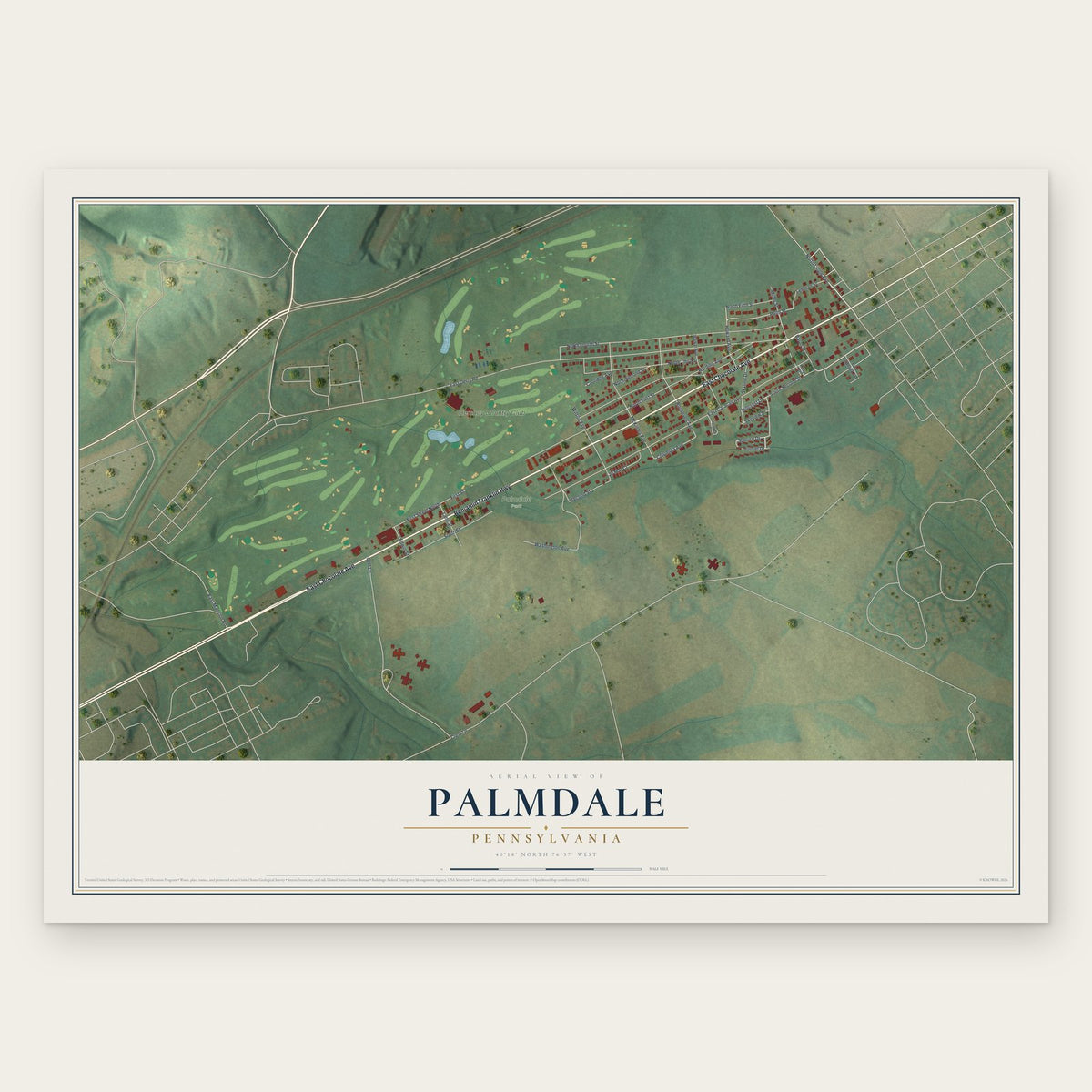 Palmdale, Pennsylvania map print, the full design