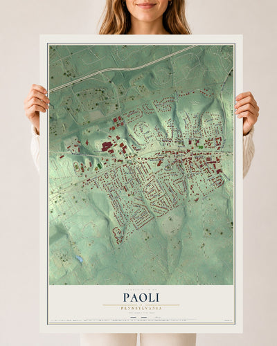 Map of Paoli, Pennsylvania, 24 x 36 inch unframed archival matte print
