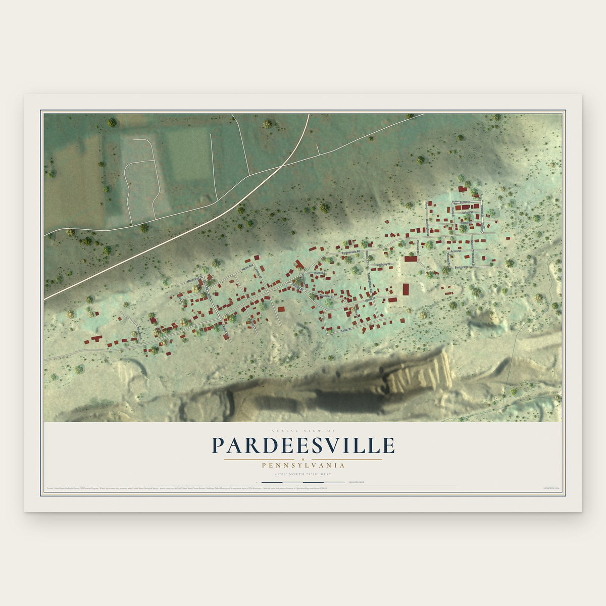 Pardeesville, Pennsylvania map print, the full design