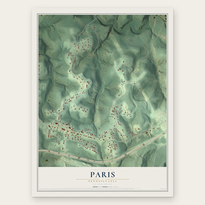 Paris, Pennsylvania map print, the full design