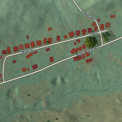 Close-up of the map of Park Place, Pennsylvania print showing street and building detail
