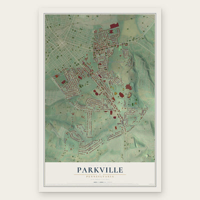 Parkville, Pennsylvania map print, the full design