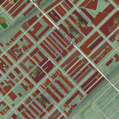 Close-up of the map of Paschall, Pennsylvania print showing street and building detail