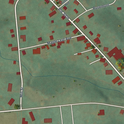Close-up of the map of Paxtonville, Pennsylvania print showing street and building detail
