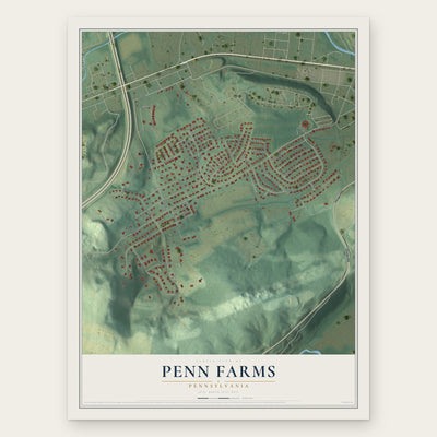 Penn Farms, Pennsylvania map print, the full design