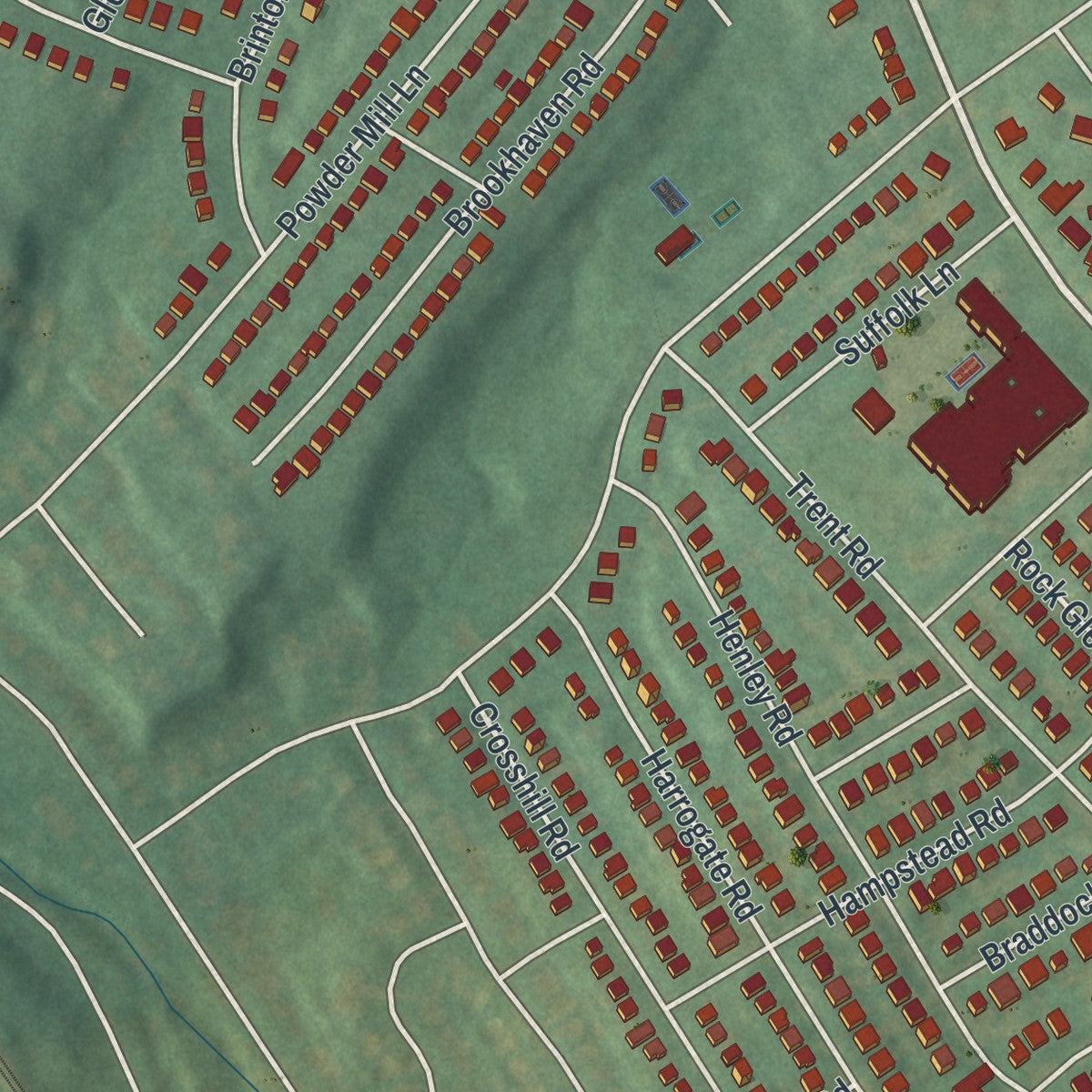 Second close-up of the map of Penn Wynne, Pennsylvania print showing more streets and buildings