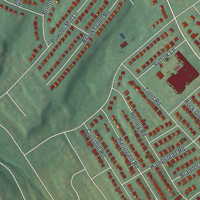 Second close-up of the map of Penn Wynne, Pennsylvania print showing more streets and buildings