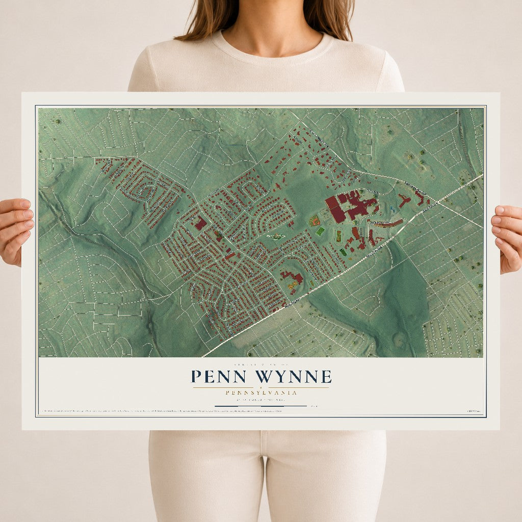 Map of Penn Wynne, Pennsylvania, 18 x 24 inch unframed archival matte print