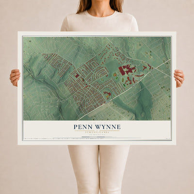 Map of Penn Wynne, Pennsylvania, 24 x 36 inch unframed archival matte print