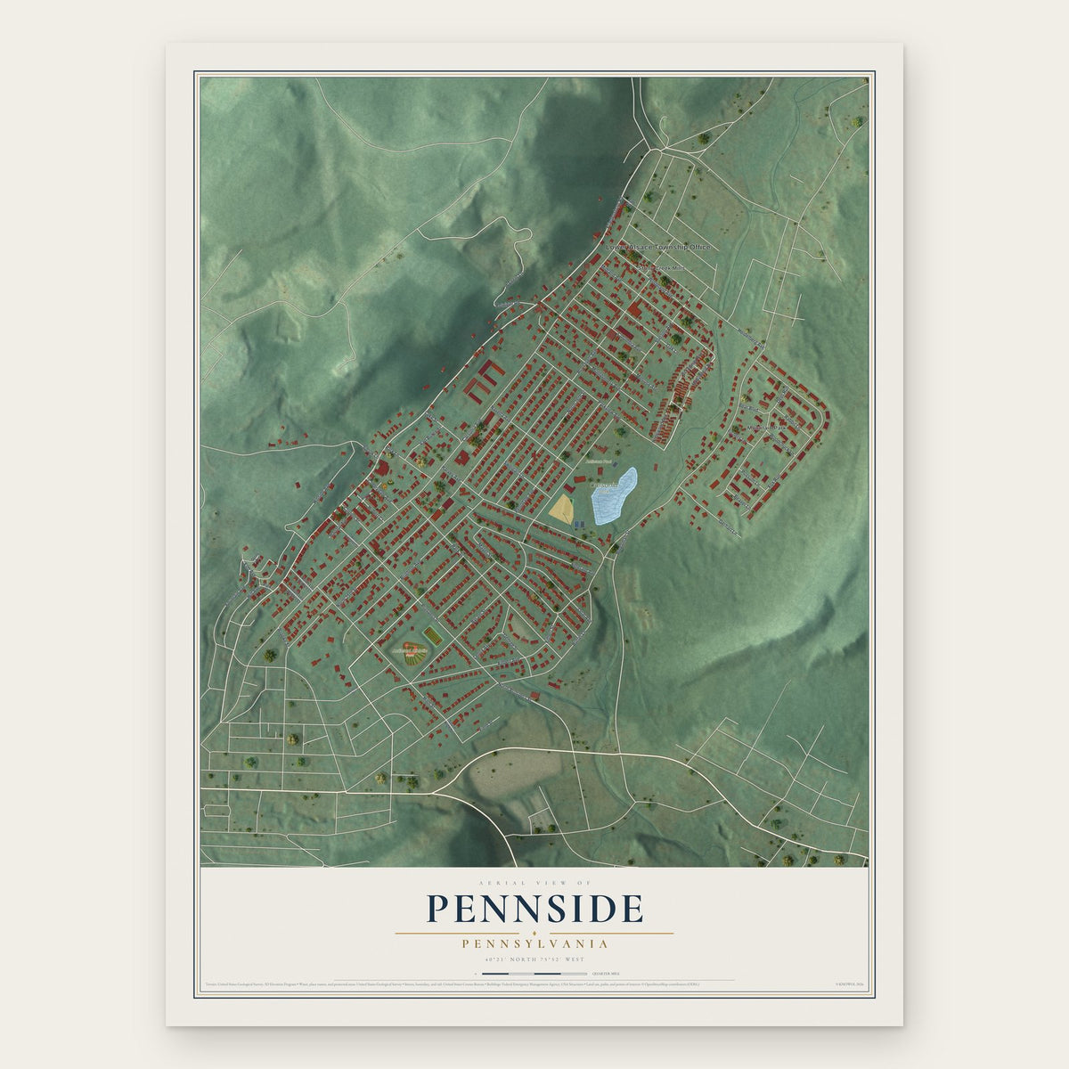 Pennside, Pennsylvania map print, the full design