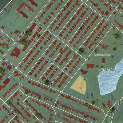 Close-up of the map of Pennside, Pennsylvania print showing street and building detail
