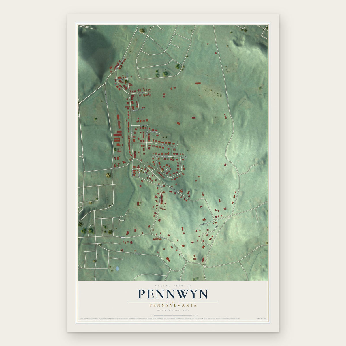 Pennwyn, Pennsylvania map print, the full design