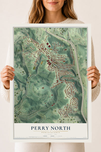 Map of Perry North, Pennsylvania, 18 x 24 inch unframed archival matte print