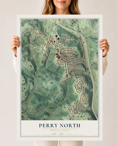 Map of Perry North, Pennsylvania, 24 x 36 inch unframed archival matte print