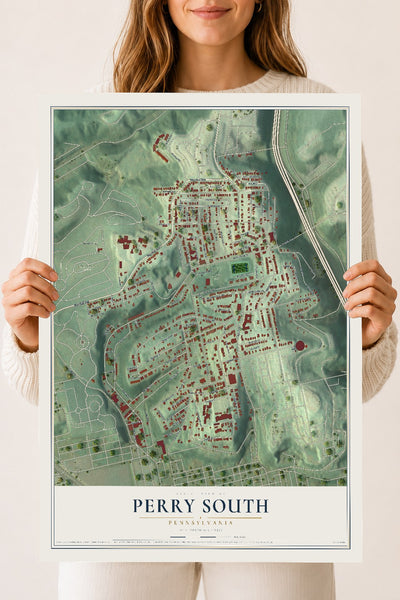 Map of Perry South, Pennsylvania, 18 x 24 inch unframed archival matte print