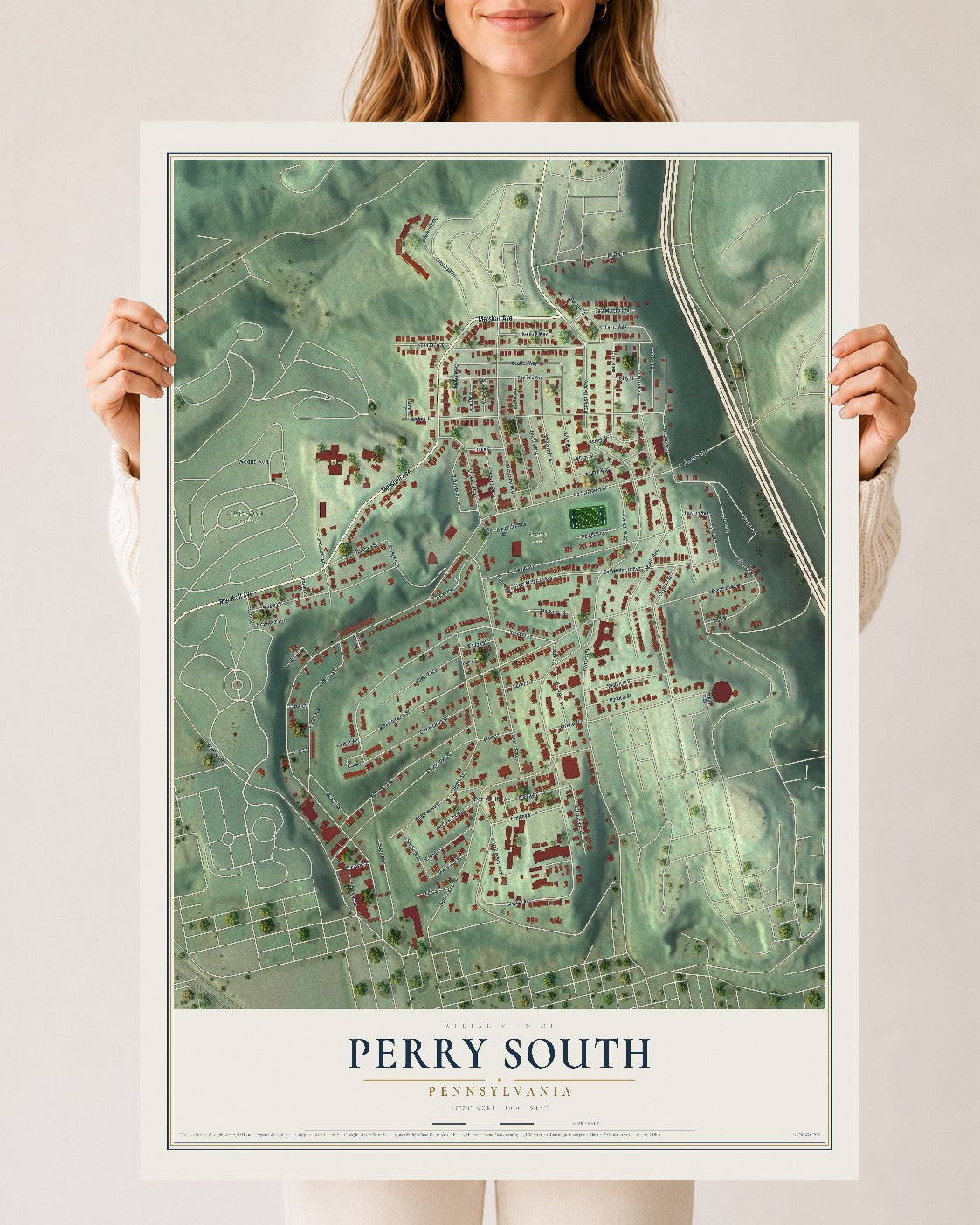 Map of Perry South, Pennsylvania, 24 x 36 inch unframed archival matte print