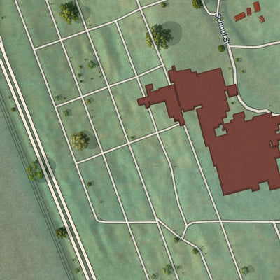 Close-up of the map of Pine Run, Pennsylvania print showing street and building detail