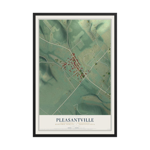 Map of Pleasantville, Bedford County, Pennsylvania, 12 x 18 inch print in a black wood frame
