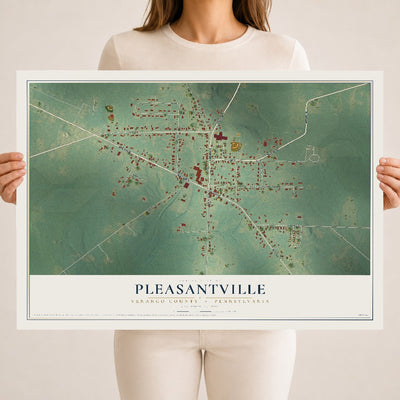 Map of Pleasantville, Venango County, Pennsylvania, 18 x 24 inch unframed archival matte print