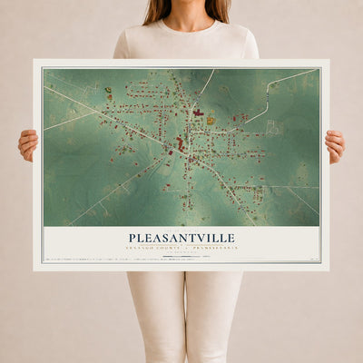 Map of Pleasantville, Venango County, Pennsylvania, 24 x 36 inch unframed archival matte print