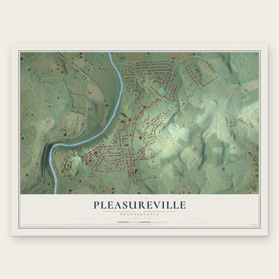 Pleasureville, Pennsylvania map print, the full design